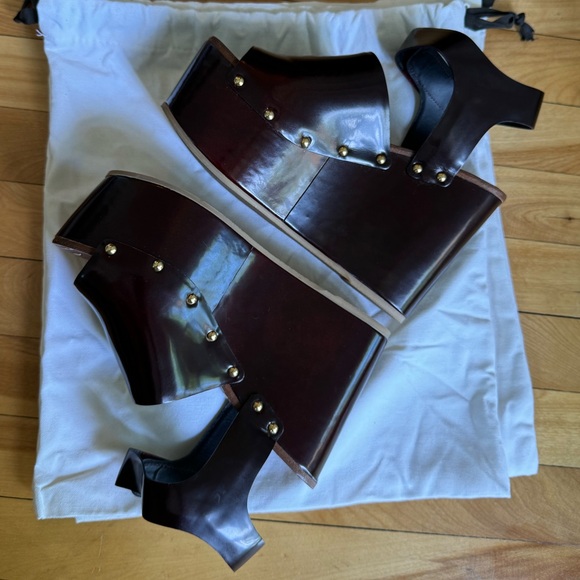 Céline Phoebe Philo Rare clogs platforms Spazzolato leather sandals 38 EU 8 - Picture 7 of 13
